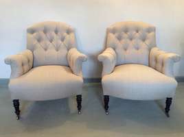 A lovely pair of French buttoned chairs