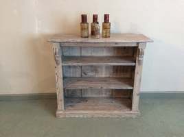A small lime waxed open bookcase