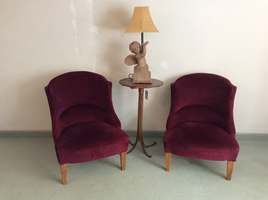 A pair of French slipper chairs