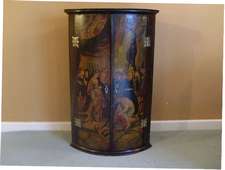 18thC painted bow front corner cupboard