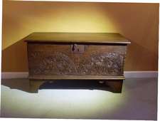 A small 18thc oak and elm coffer
