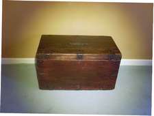 A 19thC pine military trunk