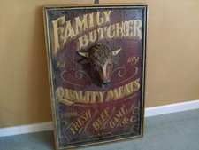An antique butchers sign