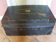 An 18thC leather covered trunk