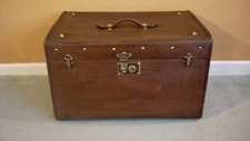 Vintage canvass and leather trimmed hat box