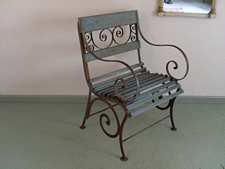 A 19thC scoll arm garden chair