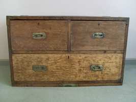 A 19thC brass capped pine 3 drawer unit