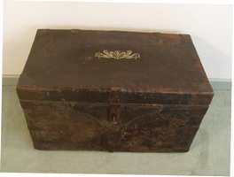 An 18thC hide covered military trunk