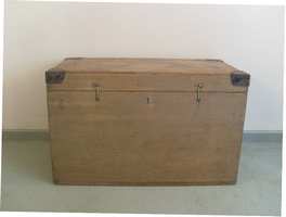 19thC scumble painted silver trunk