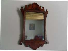 A rare Geo III yew wood fret mirror