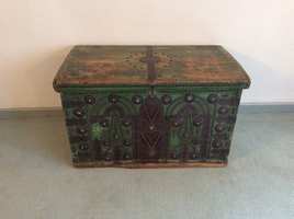 A 19thC painted Indian trunk
