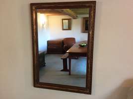 A French pine framed wall mirror