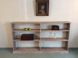A Victorian limed double bookcase