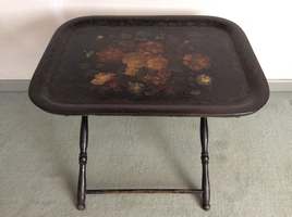 A 19thC toleware tray on stand