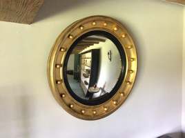 Large 19thC convex wall mirror