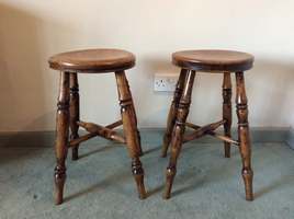 A pair of similar 19thC kitchen stools